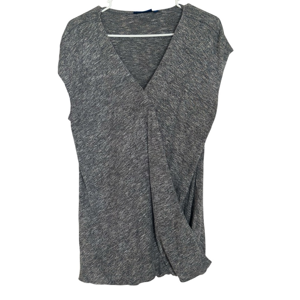 APT. 9 Gray Faux Wrap Sleeveless Top Size L Soft Stretch Draped Front
